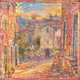 Bruno Zupan (b. 1939), Village street scene