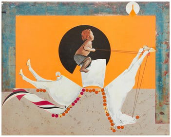 John McKaughan, Jr. (1927-2023), Young boy riding inverted horse