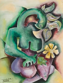 Alexandra Nechita (b. 1985), Woman with Flowers, 2004