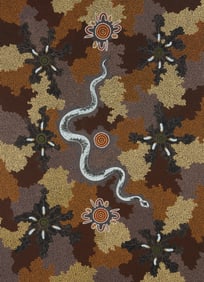 Mary Dixon Nungarrayi (b. 1960), "Witchetty Grub and Snake Dreaming," 1990