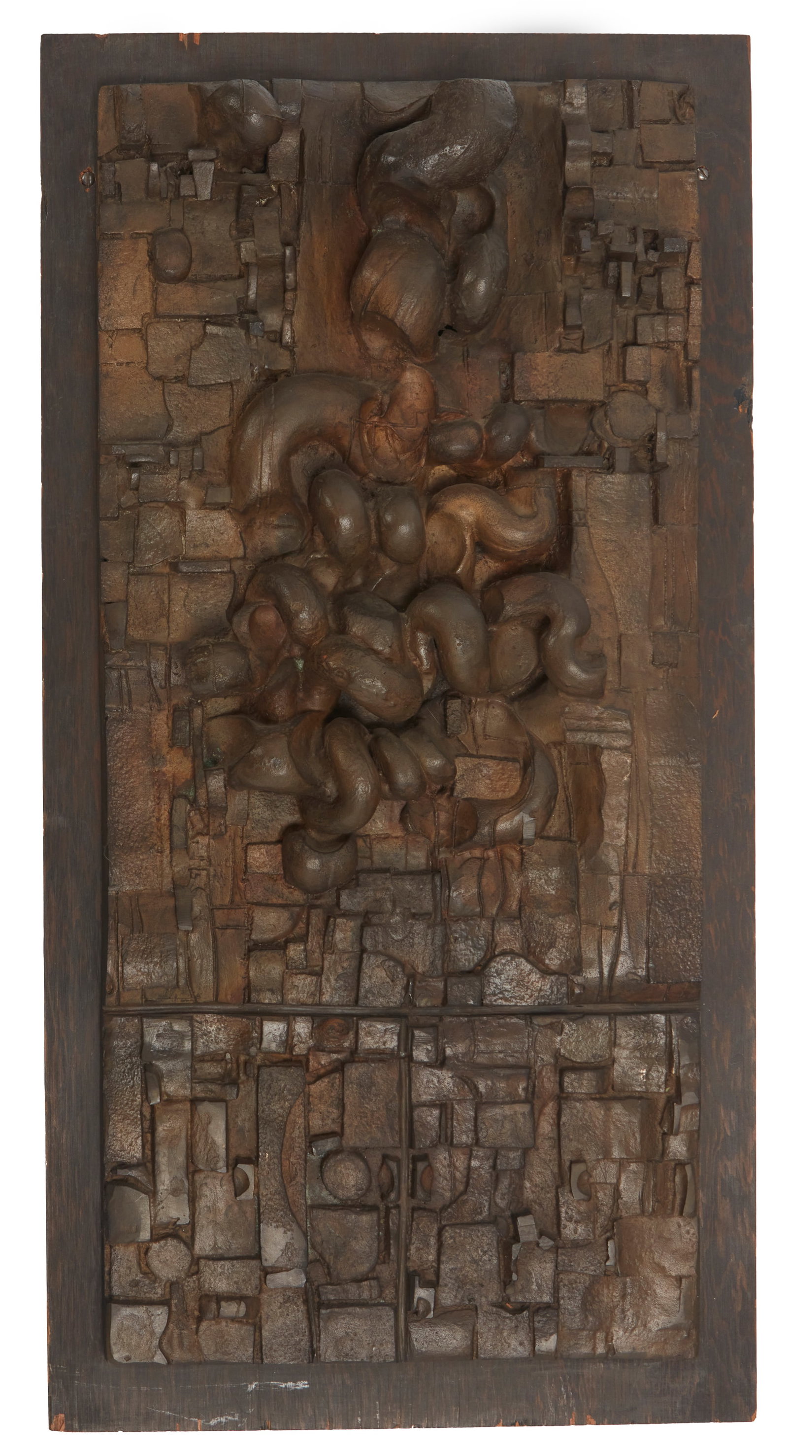 A Brutalist bronze wall hanging sculpture (1 of 8)