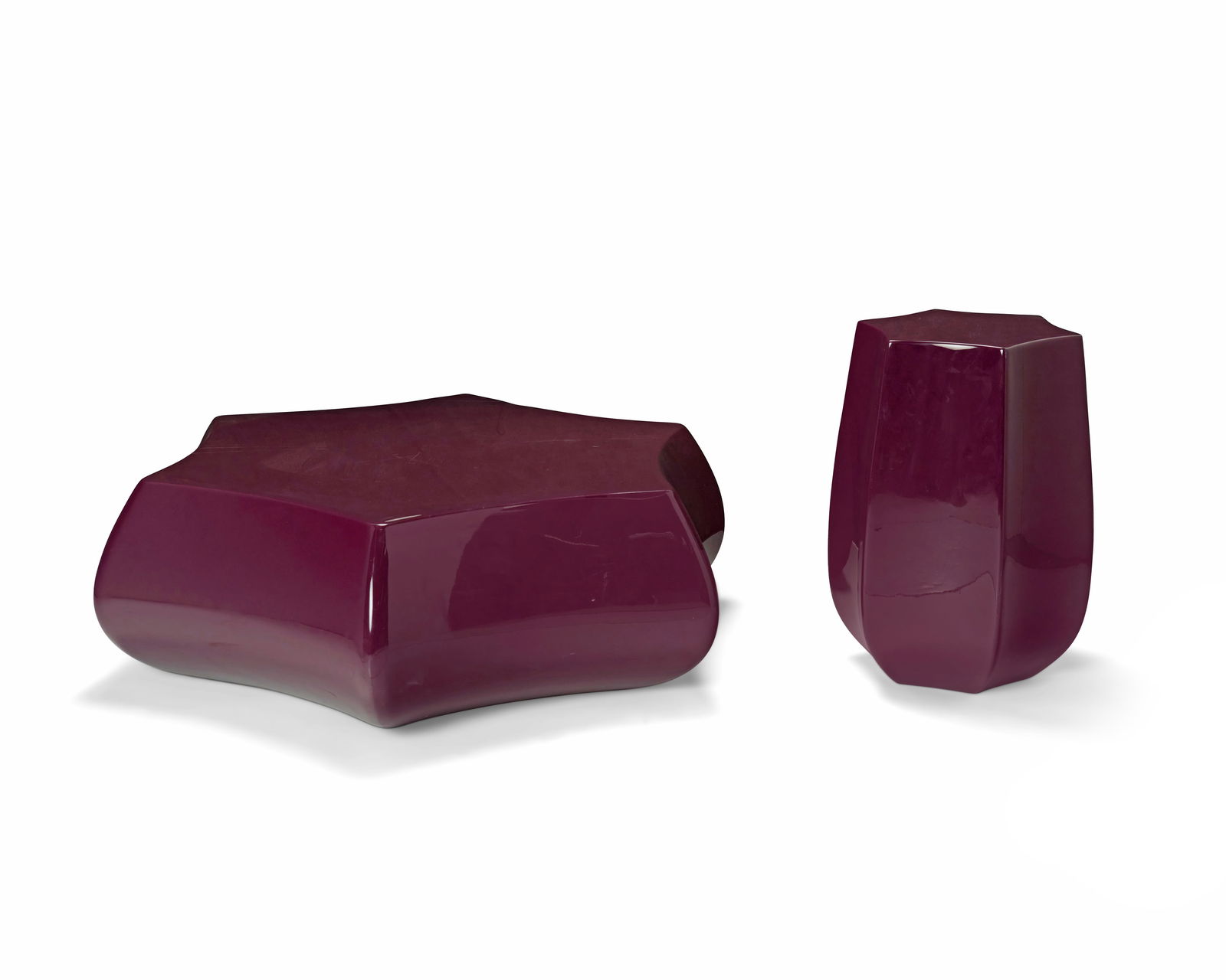 A postmodern fiberglass coffee table and side table (1 of 6)