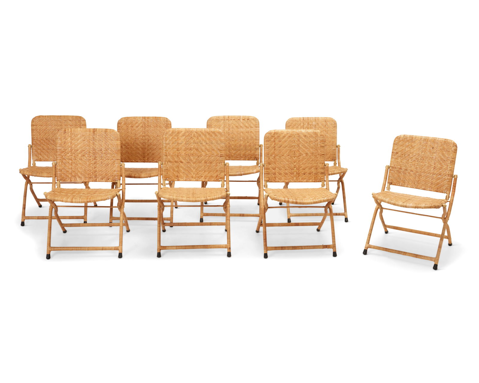 A set of rattan folding chairs (1 of 8)