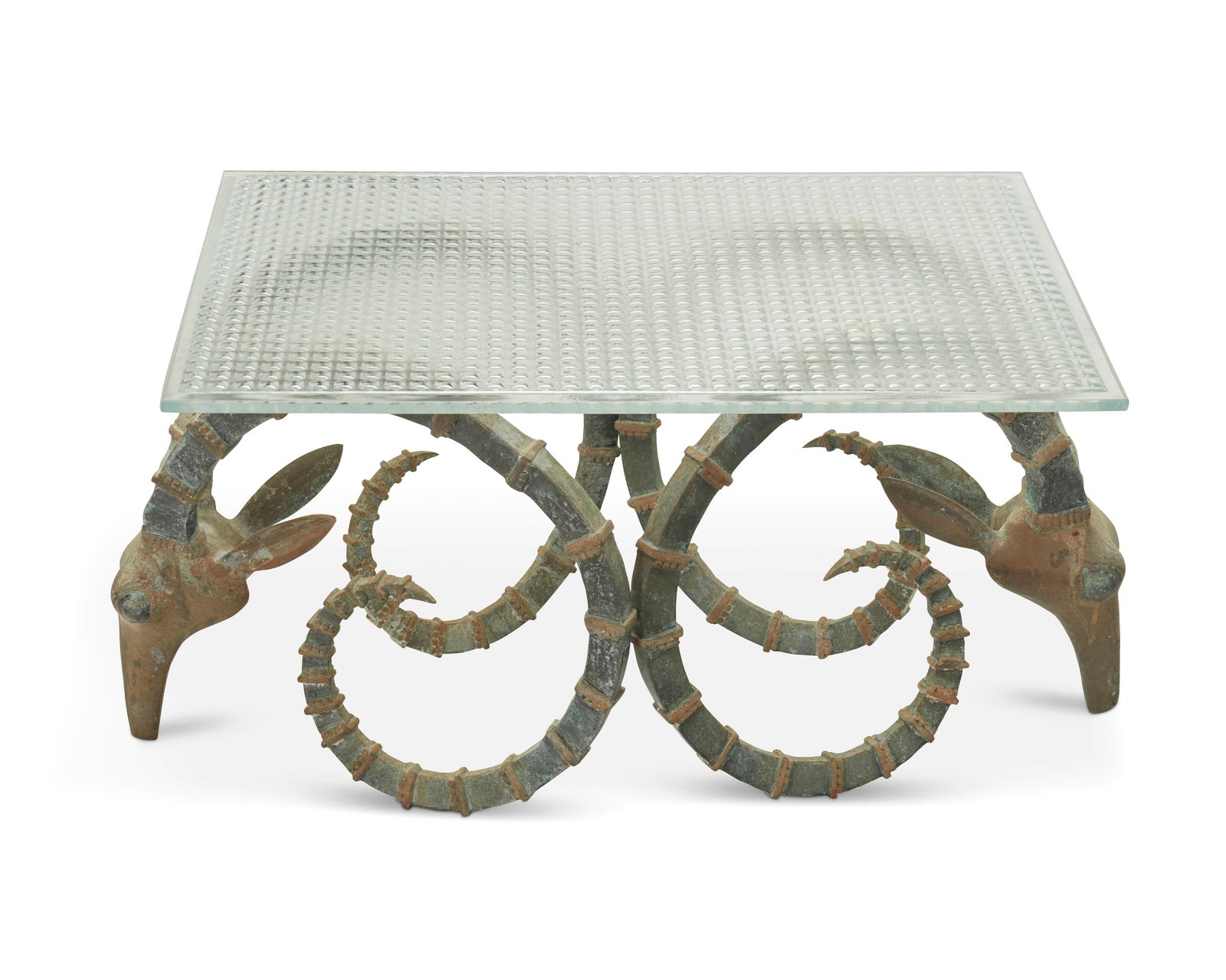 After Alain Chervet (b. 1944), A bronze ibex head coffee table, early 21st century (1 of 8)
