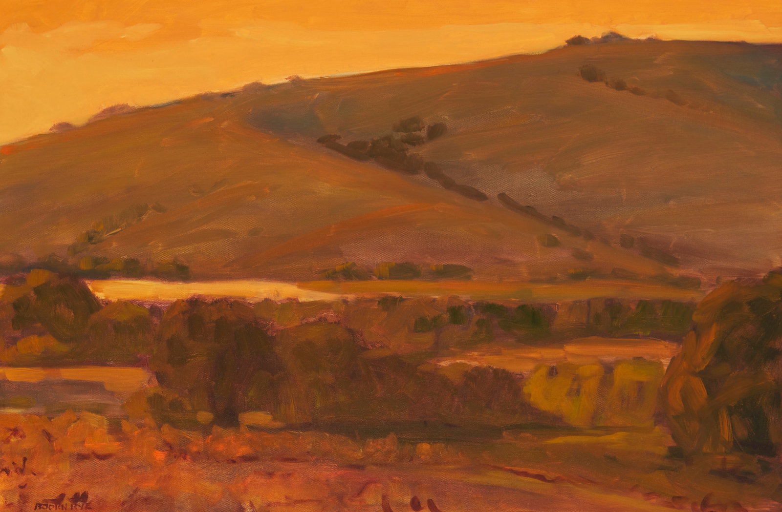 Bjorn Rye (1942-1998), "Valley Gold Sky," 1996: Bjorn Rye(1942-1998)"Valley Gold Sky," 1996Oil on canvasSigned lower left: Bjorn Rye; titled and dated, verso20" H x 30" W