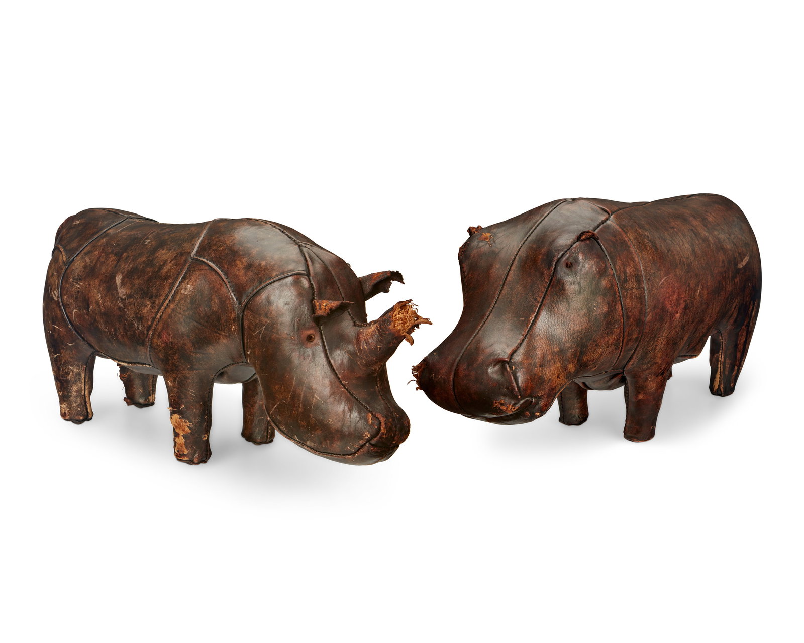 Dimitri Omersa (1927-1975), Two leather zoomorphic footstools for Abercrombie and Fitch, early 20th (1 of 12)