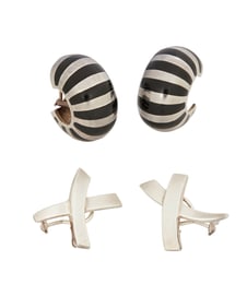 Two Pairs of Tiffany & Co. Sterling Silver Earrings