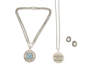 A Group of David Yurman Sterling Silver and Gem-Set Jewelry