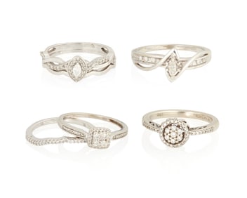A Group of 10K White Gold Rings