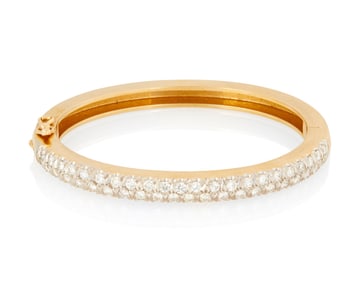 A 14K Gold and Diamond Bangle