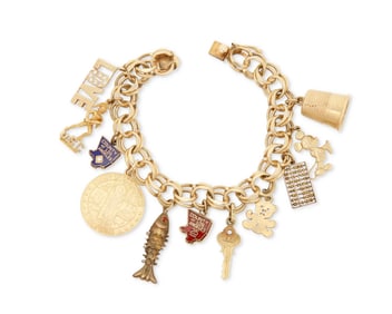 A 14K Gold Charm Bracelet
