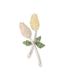 An 18K White Gold, Gem-Set and Diamond brooch