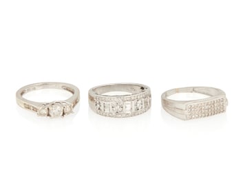A Group of 10K White Gold Rings