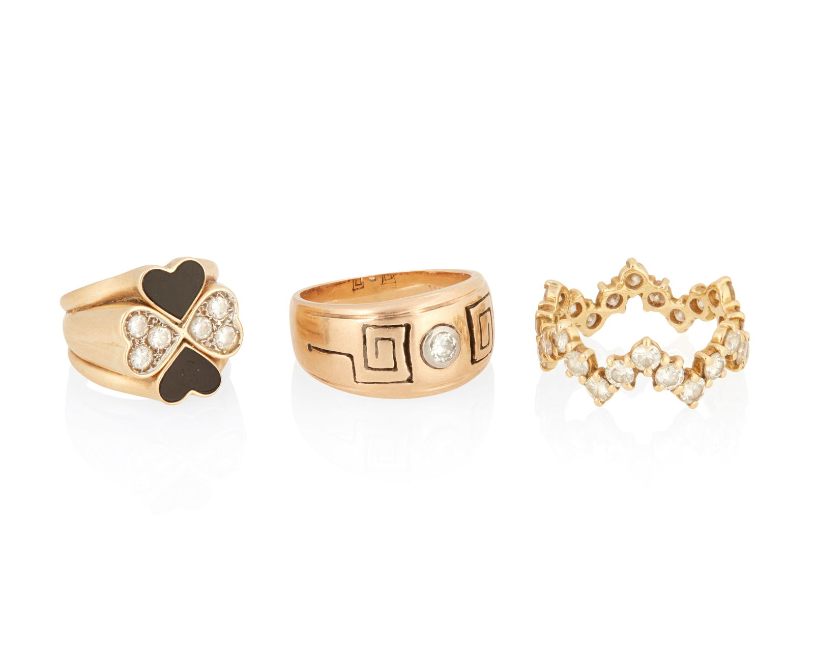 Three Gold, Diamond and Onyx Rings (1 of 2)