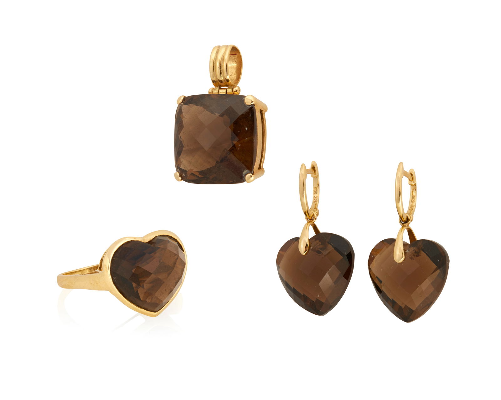A Group of Gold and Smoky Quartz Jewelry (1 of 2)