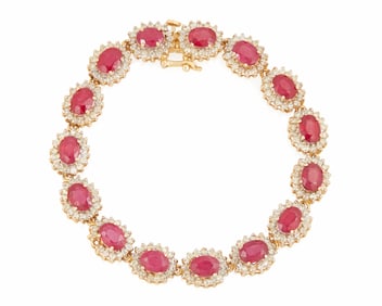 A Gold, Ruby and Diamond Bracelet