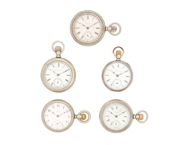 Group of Five Elgin Pocket Watches