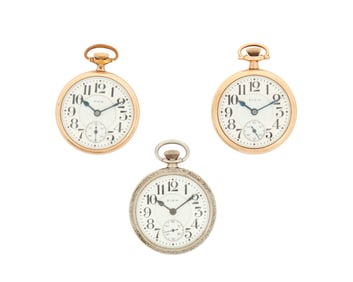 Three Elgin Railroad Style "Father Time" Pocket Watches