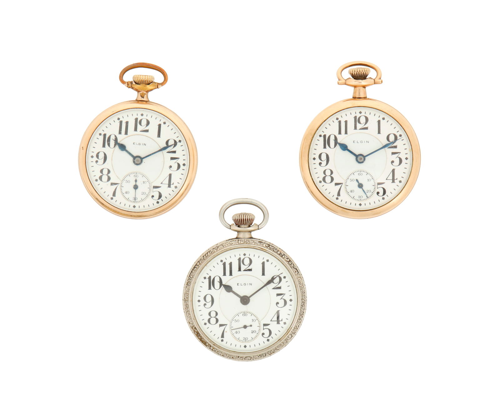 Three Elgin Railroad Style "Father Time" Pocket Watches (1 of 2)