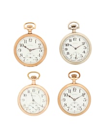 Four Illinois Watch Co. Railroad Style Pocket Watches