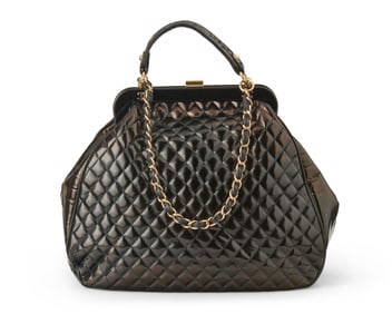 A large CHANEL patent leather "Mademoiselle" frame bag