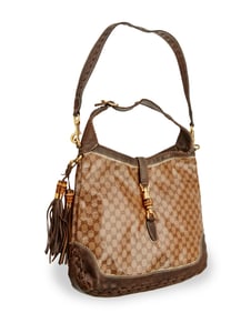 A large Gucci "Jackie 1961" Monogram canvas and leather shoulder bag