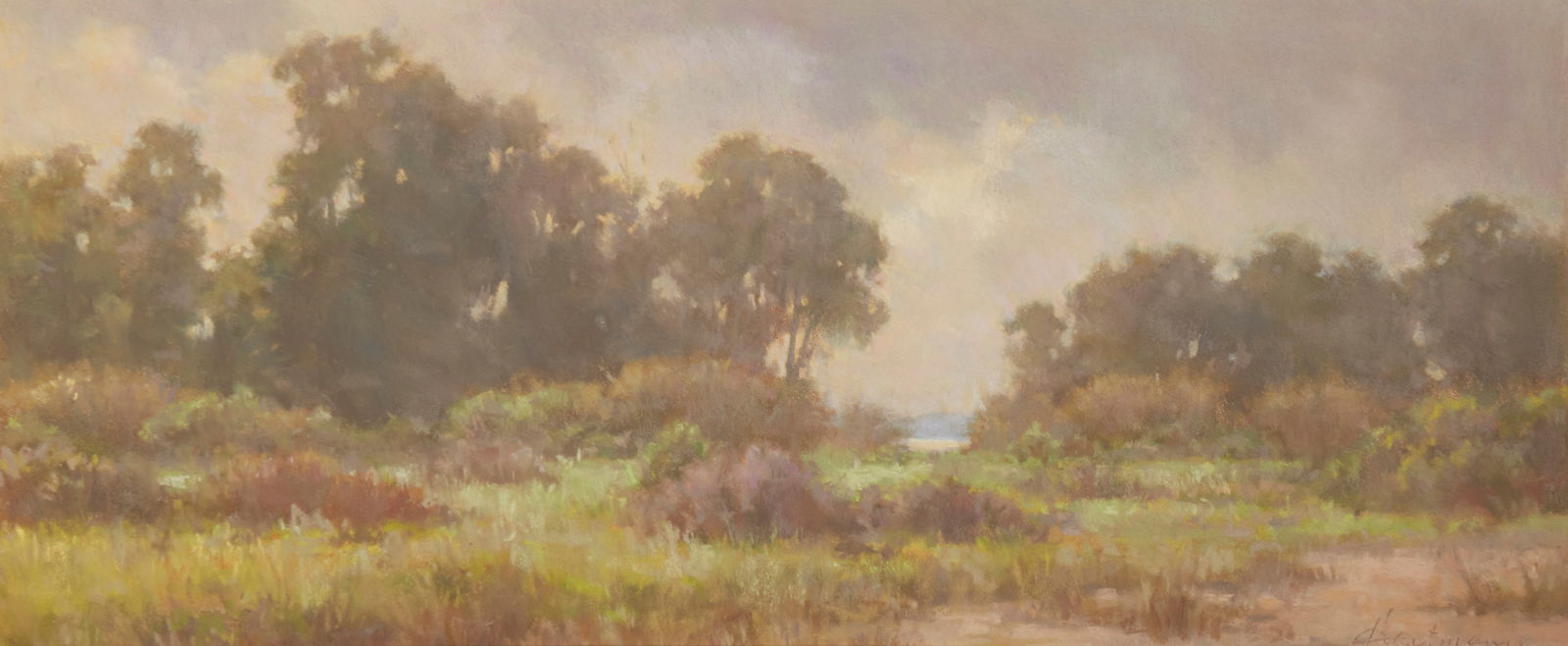 Glenna Hartmann (1948-2008), "Morning Clouds," 2003: Glenna Hartmann(1948-2008)"Morning Clouds," 2003Pastel on paperSigned lower right: Hartmann; signed again, titled, and dated on the frame's backing paperSight: 9" H x 21.25" W