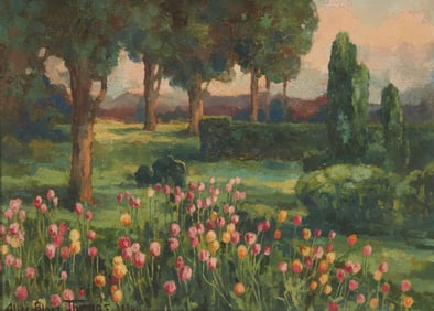 Alice Blair Pollard Thomas (1857-1945), Landscape with flowers, 1934