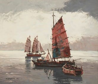 T. Okamoto (20th century), Chinese junks at sail