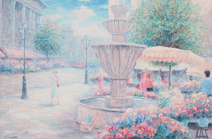 Gail Sherman Corbett (1871-1952), Fountain square with figures