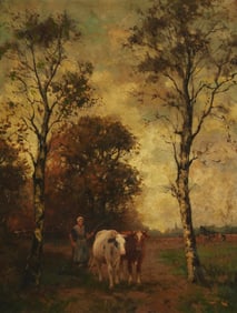 Frans Dankers (1864-1928), "Bringing in the Cows at Milking Time"