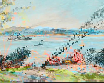 Marjorie Reed (1915-1996), "The East Bound Butterfield Overland Mail Arriving in Van Buren,