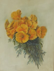 20th Century American School , Floral still life with poppies