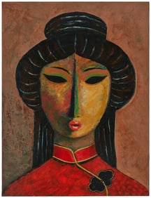 Joseph Cain (1904-2003), "Geisha," Acrylic on canvas, 48" H x 36" W