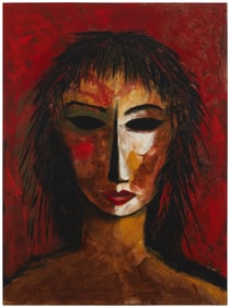 Joseph Cain (1904-2003), "Sammie," Acrylic on canvas, 48" H x 36" W