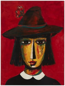 Joseph Cain (1904-2003), "Claudine," Acrylic on canvas, 40" H x 30" W