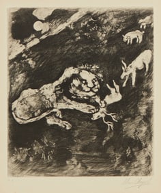 Marc Chagall (1887-1985), "The Heifer, the Goat, and the Sheep, in the Company of the Lion," Plate 4