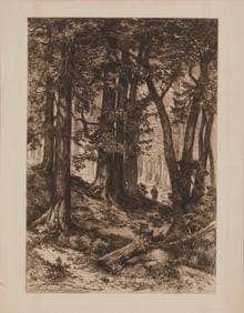 Mary Nimmo Moran (1842-1899), Traveler in a forest, 1888