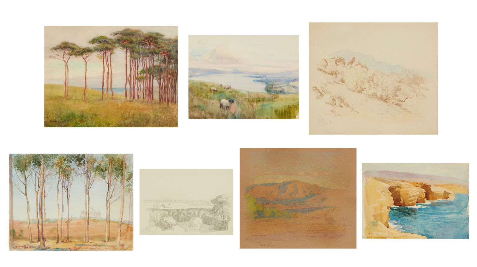 Leonard Lester (1870-1952): Leonard Lester (1870-1952)A collection of sketches and watercolor worksGraphite and watercolor on paperSome with signatures, titles, and various inscriptions in pencilLargest: 11" H x 14.5"