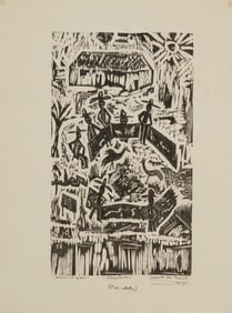 Jacinto Riveros (1932-1997), "Cockfight," 1958