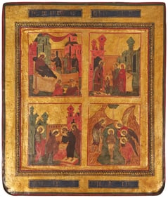 A Russian icon of scenes from the Life of Christ