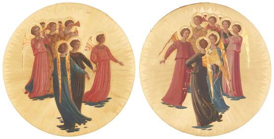 After Fra Angelico (c. 1395-1455), Two Florentine Renaissance-style paintings, early 20th century