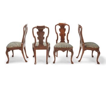Four Queen Anne-style side chairs