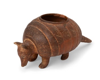 A Colima-style terracotta armadillo effigy vessel