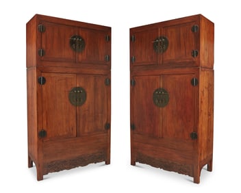 A pair of Chinese "Sijiangui" hardwood compound cabinets