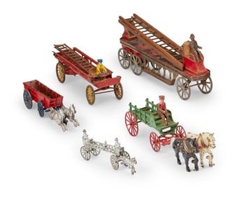 A group metal firemen toys