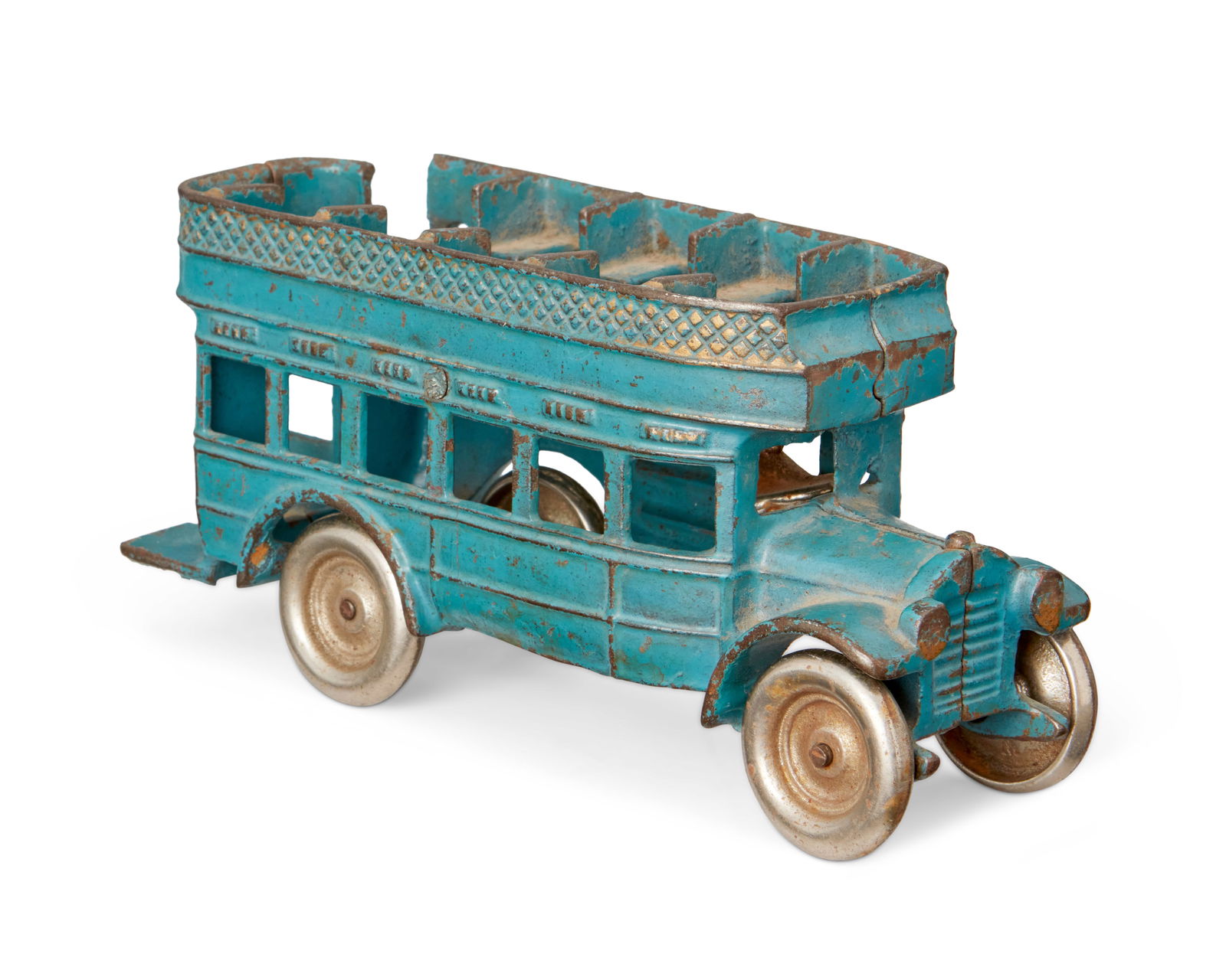 An Arcade cast iron toy double decker bus (1 of 5)