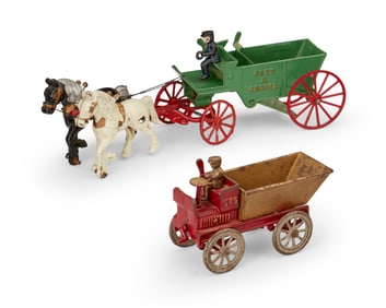 Two cast iron industrial construction toys