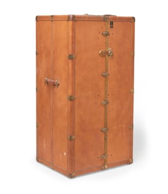An Oshkosh Trunks & Luggage wardrobe steamer trunk
