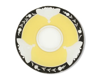 An Art Deco reverse-painted glass plate